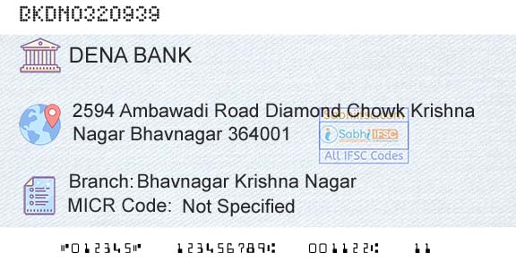 Dena Bank Bhavnagar Krishna NagarBranch 