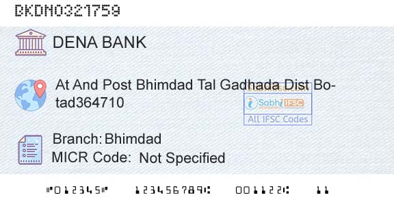 Dena Bank BhimdadBranch 