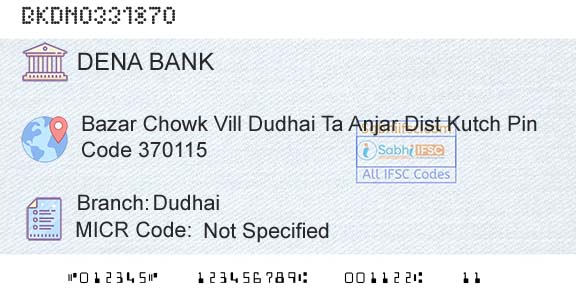 Dena Bank DudhaiBranch 