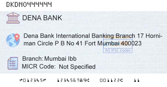 Dena Bank Mumbai IbbBranch 