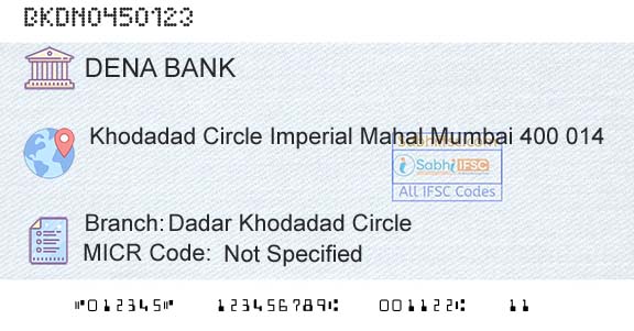 Dena Bank Dadar Khodadad CircleBranch 
