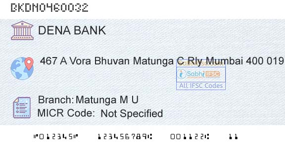 Dena Bank Matunga M UBranch 
