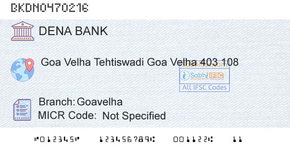 Dena Bank GoavelhaBranch 