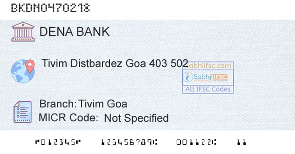 Dena Bank Tivim GoaBranch 