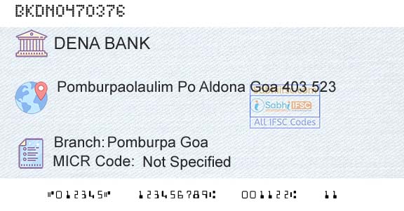 Dena Bank Pomburpa GoaBranch 