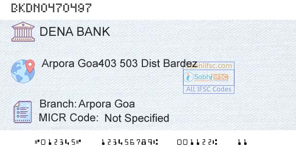 Dena Bank Arpora GoaBranch 