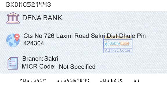 Dena Bank SakriBranch 