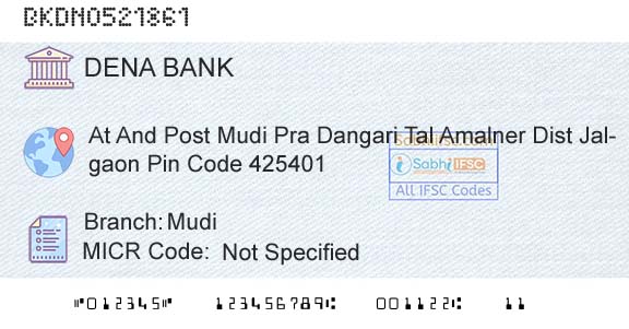Dena Bank MudiBranch 