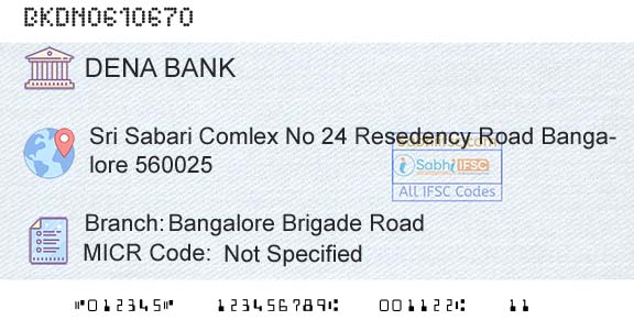Dena Bank Bangalore Brigade RoadBranch 