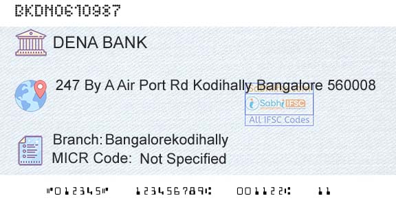 Dena Bank BangalorekodihallyBranch 