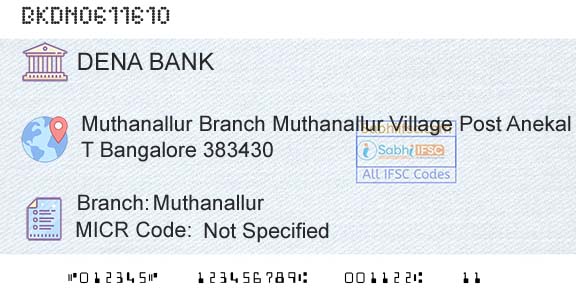 Dena Bank MuthanallurBranch 