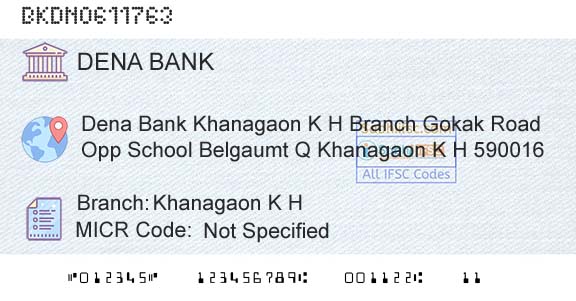 Dena Bank Khanagaon K H Branch 