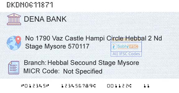 Dena Bank Hebbal Secound Stage MysoreBranch 