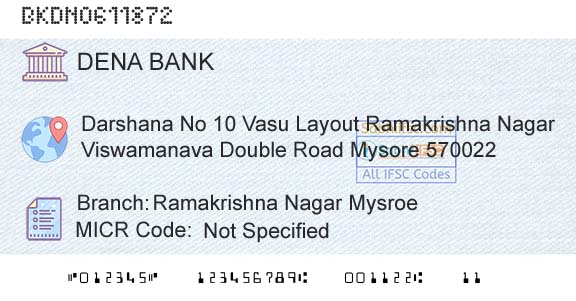 Dena Bank Ramakrishna Nagar MysroeBranch 
