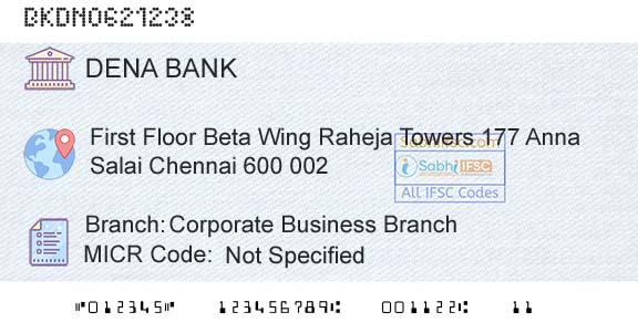 Dena Bank Corporate Business BranchBranch 