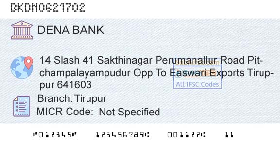 Dena Bank TirupurBranch 