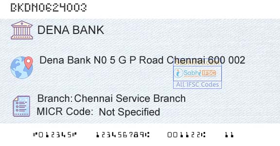Dena Bank Chennai Service BranchBranch 