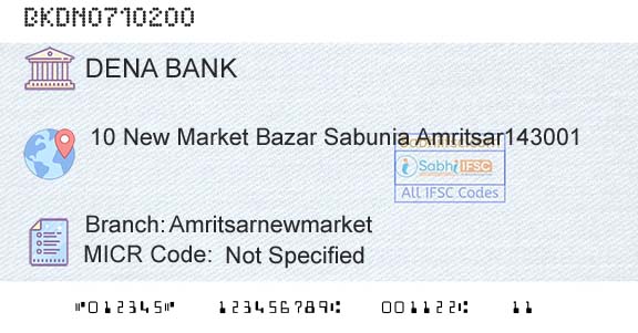 Dena Bank AmritsarnewmarketBranch 