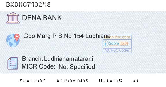 Dena Bank LudhianamataraniBranch 