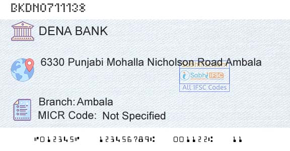 Dena Bank AmbalaBranch 