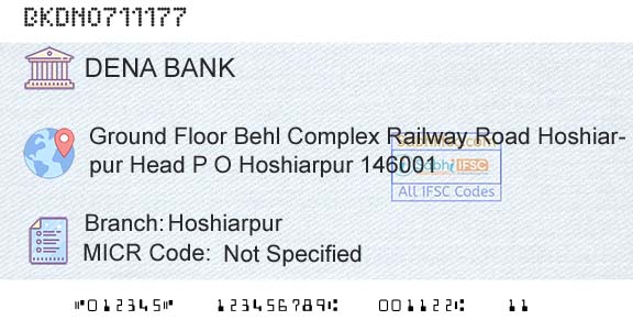 Dena Bank HoshiarpurBranch 