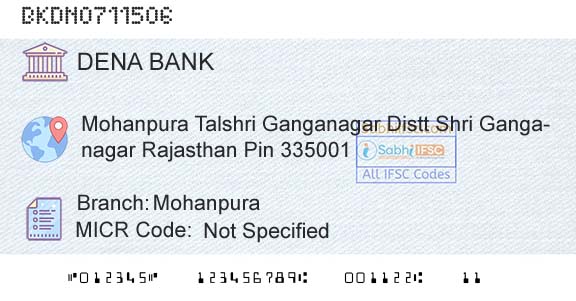 Dena Bank MohanpuraBranch 