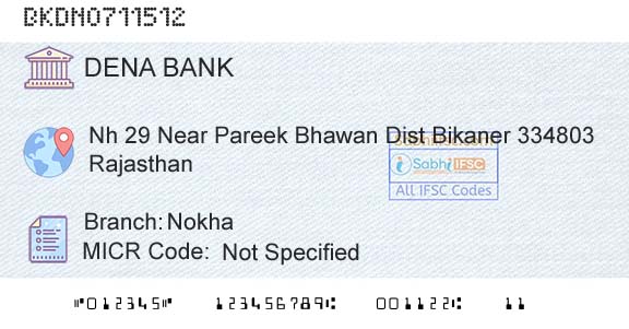 Dena Bank NokhaBranch 