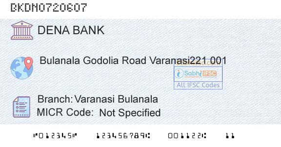 Dena Bank Varanasi BulanalaBranch 