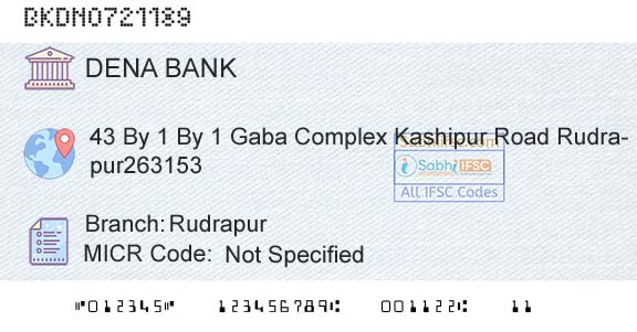 Dena Bank RudrapurBranch 