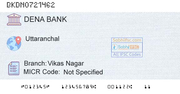 Dena Bank Vikas NagarBranch 