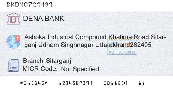 Dena Bank SitarganjBranch 