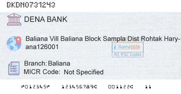Dena Bank BalianaBranch 