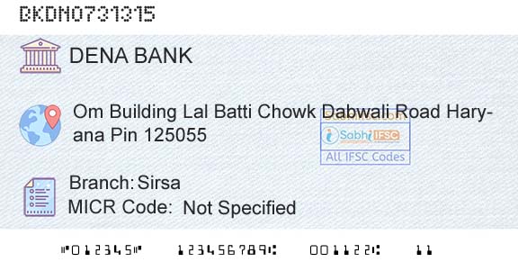 Dena Bank SirsaBranch 