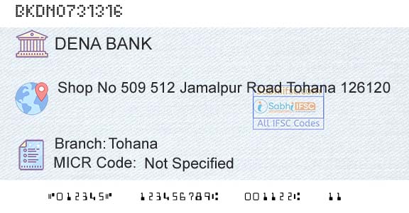 Dena Bank TohanaBranch 