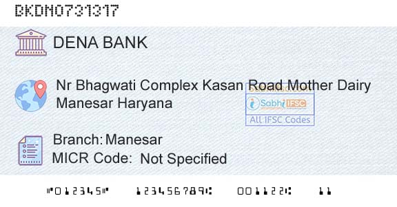 Dena Bank ManesarBranch 
