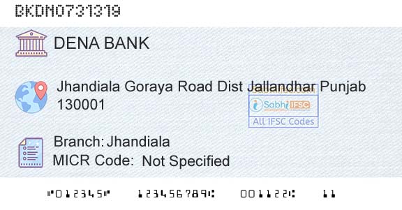 Dena Bank JhandialaBranch 