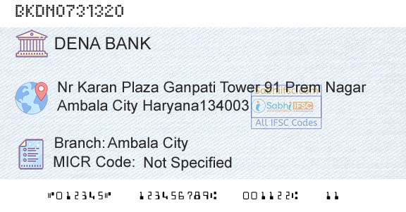 Dena Bank Ambala CityBranch 