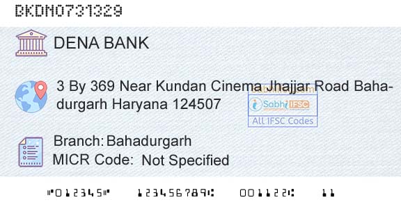 Dena Bank BahadurgarhBranch 