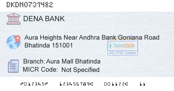 Dena Bank Aura Mall BhatindaBranch 