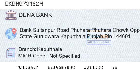 Dena Bank KapurthalaBranch 