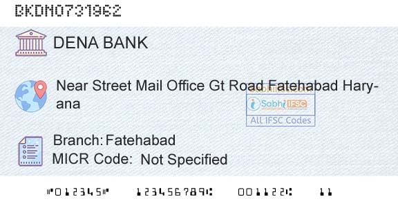 Dena Bank FatehabadBranch 