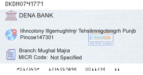 Dena Bank Mughal MajraBranch 