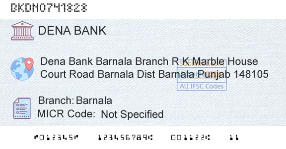 Dena Bank BarnalaBranch 
