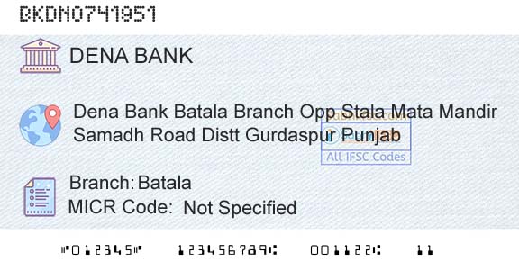 Dena Bank BatalaBranch 