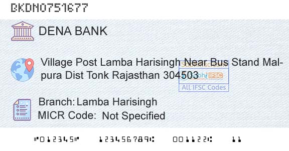 Dena Bank Lamba HarisinghBranch 