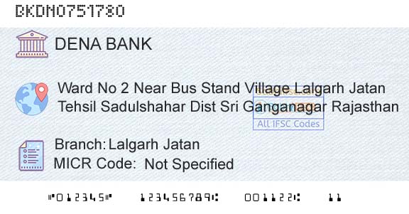 Dena Bank Lalgarh JatanBranch 
