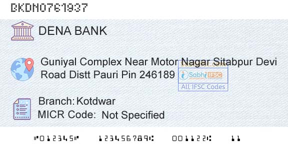 Dena Bank KotdwarBranch 