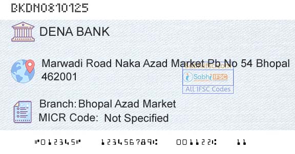 Dena Bank Bhopal Azad MarketBranch 
