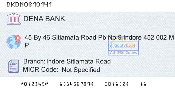 Dena Bank Indore Sitlamata RoadBranch 