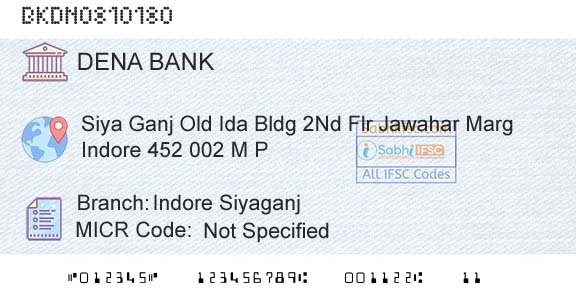 Dena Bank Indore SiyaganjBranch 